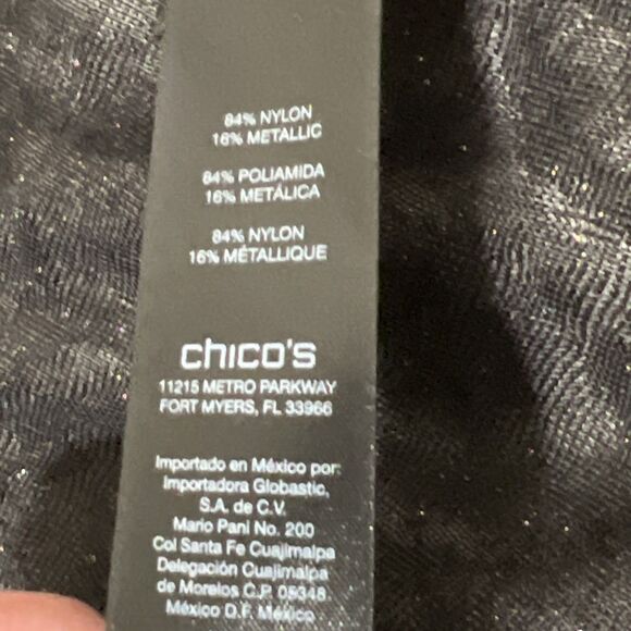 Travelers By Chico’s Sheer Robe Duster Boho Black Gold Metallic Sz 3 XL - Picture 9 of 12